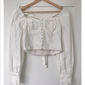 Moon River white cotton puff sleeved top
